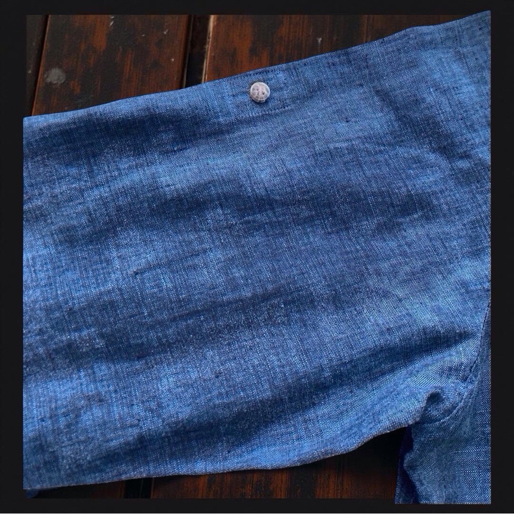 Vintage Eddie Bauer Linen Shirt | XL | 100% Linen blue Old Money Casual - Picture 6 of 11